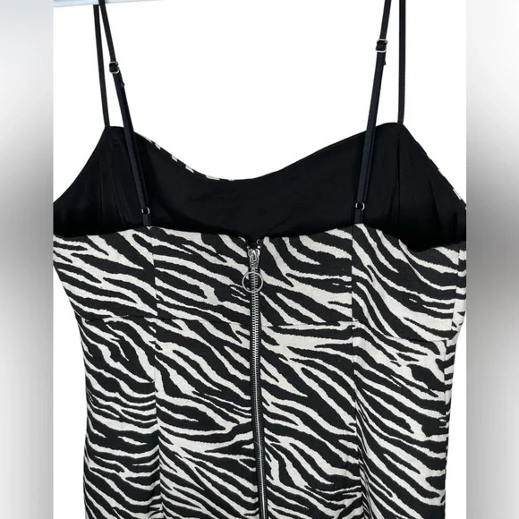 For Love & Lemons Lyla Mini White/Black Zebra Print Dress Size Medium - Picture 2 of 13